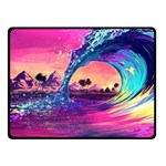 Retro Wave Ocean Two Sides Fleece Blanket (Small) 45 x34  Blanket Back