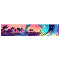 Retro Wave Ocean Small Premium Plush Fleece Scarf