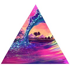 Retro Wave Ocean Wooden Puzzle Triangle