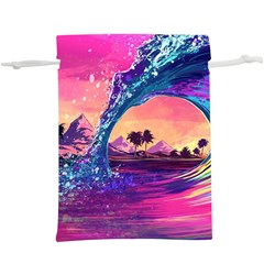 Retro Wave Ocean Lightweight Drawstring Pouch (XL)