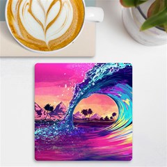 Retro Wave Ocean UV Print Square Tile Coaster 