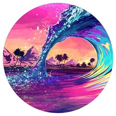 Retro Wave Ocean Round Trivet