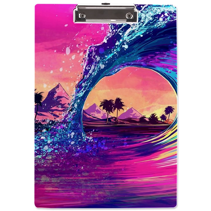 Retro Wave Ocean A4 Acrylic Clipboard