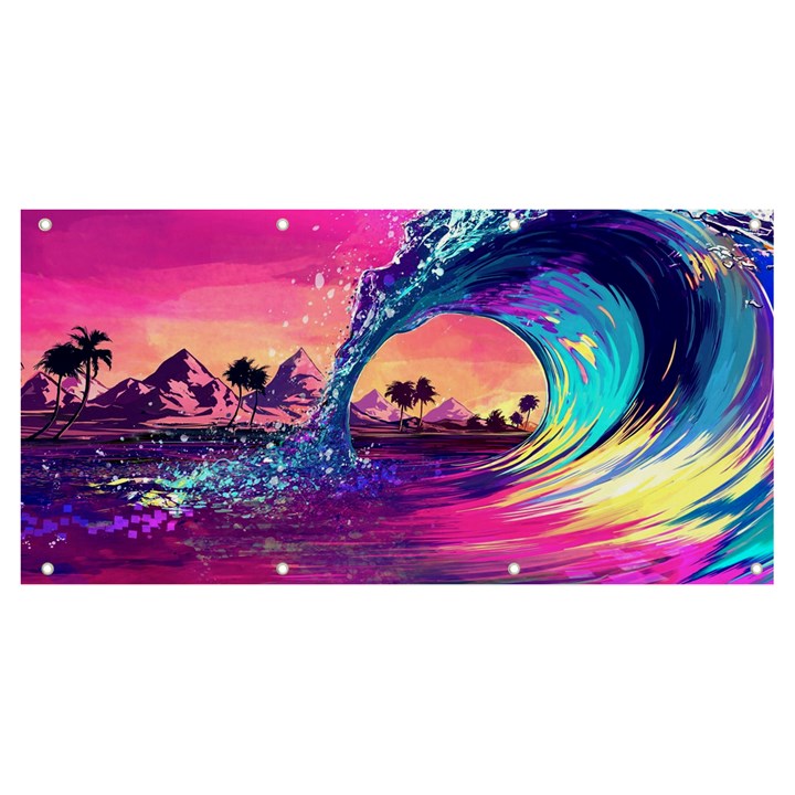 Retro Wave Ocean Banner and Sign 8  x 4 