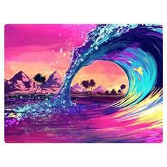 Retro Wave Ocean Premium Plush Fleece Blanket (extra Small) by uniart180623