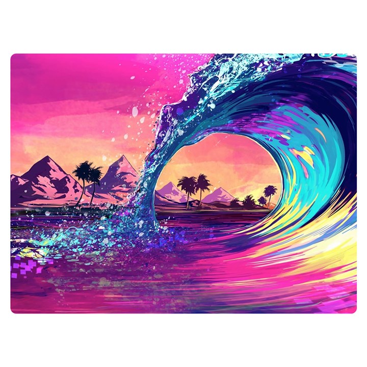 Retro Wave Ocean Premium Plush Fleece Blanket (Extra Small)