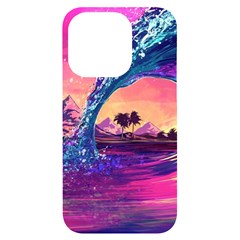 Retro Wave Ocean iPhone 14 Pro Black UV Print Case