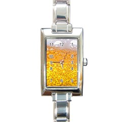 Texture Pattern Macro Glass Of Beer Foam White Yellow Bubble Rectangle Italian Charm Watch by uniart180623