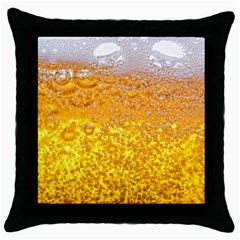 Texture Pattern Macro Glass Of Beer Foam White Yellow Bubble Throw Pillow Case (black) by uniart180623