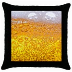 Texture Pattern Macro Glass Of Beer Foam White Yellow Bubble Throw Pillow Case (Black) Front