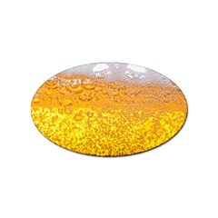 Texture Pattern Macro Glass Of Beer Foam White Yellow Bubble Sticker Oval (10 Pack) by uniart180623