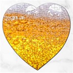 Texture Pattern Macro Glass Of Beer Foam White Yellow Bubble Jigsaw Puzzle (Heart) Front