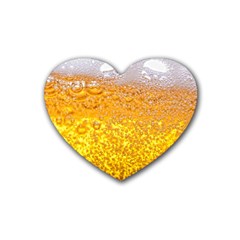 Texture Pattern Macro Glass Of Beer Foam White Yellow Bubble Rubber Heart Coaster (4 Pack) by uniart180623