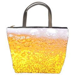 Texture Pattern Macro Glass Of Beer Foam White Yellow Bubble Bucket Bag by uniart180623