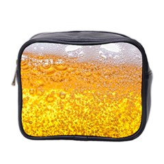 Texture Pattern Macro Glass Of Beer Foam White Yellow Bubble Mini Toiletries Bag (two Sides) by uniart180623