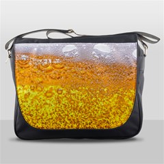 Texture Pattern Macro Glass Of Beer Foam White Yellow Bubble Messenger Bag by uniart180623