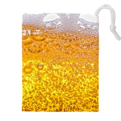 Texture Pattern Macro Glass Of Beer Foam White Yellow Bubble Drawstring Pouch (4xl) by uniart180623