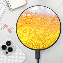 Texture Pattern Macro Glass Of Beer Foam White Yellow Bubble Wireless Fast Charger(black) by uniart180623