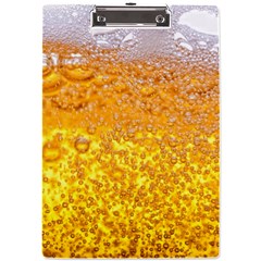 Texture Pattern Macro Glass Of Beer Foam White Yellow Bubble A4 Acrylic Clipboard by uniart180623