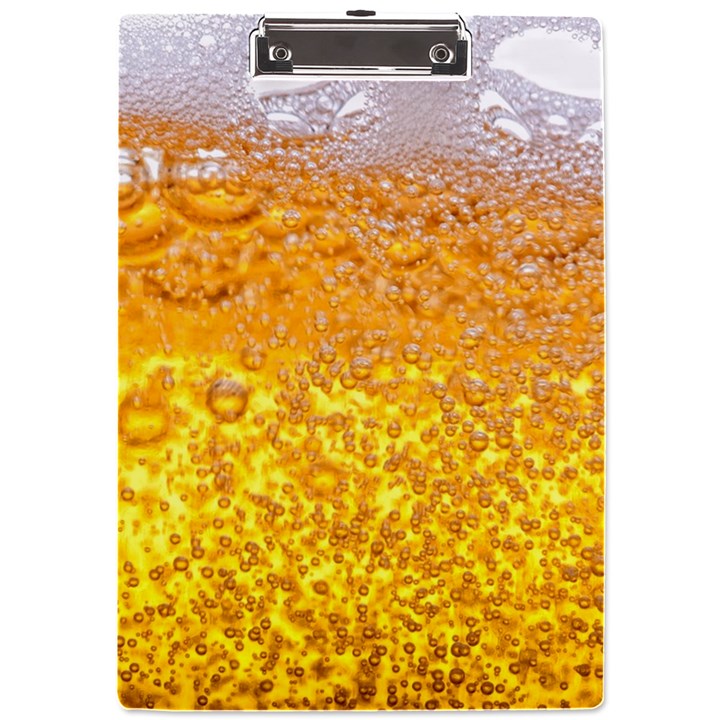 Texture Pattern Macro Glass Of Beer Foam White Yellow Bubble A4 Acrylic Clipboard