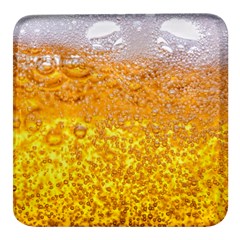 Texture Pattern Macro Glass Of Beer Foam White Yellow Bubble Square Glass Fridge Magnet (4 Pack) by uniart180623