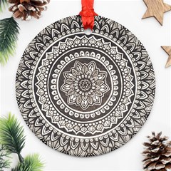 Mandala Circles Drawing Pattern Ornament (round) by uniart180623