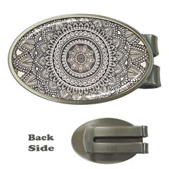 Mandala Circles Drawing Pattern Money Clips (oval)  by uniart180623