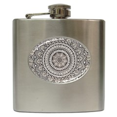 Mandala Circles Drawing Pattern Hip Flask (6 Oz) by uniart180623