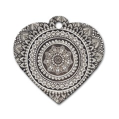 Mandala Circles Drawing Pattern Dog Tag Heart (two Sides) by uniart180623