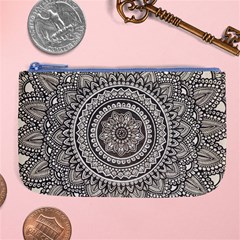 Mandala Circles Drawing Pattern Large Coin Purse