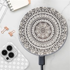 Mandala Circles Drawing Pattern Wireless Fast Charger(white) by uniart180623