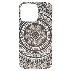 Mandala Circles Drawing Pattern iPhone 14 Pro Max Black UV Print Case