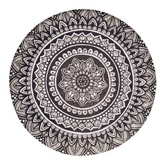 Mandala Circles Drawing Pattern Round Glass Fridge Magnet (4 Pack) by uniart180623