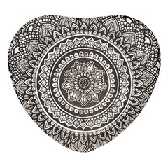 Mandala Circles Drawing Pattern Heart Glass Fridge Magnet (4 Pack)