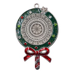 Mandala Circles Drawing Pattern Metal X mas Lollipop With Crystal Ornament by uniart180623