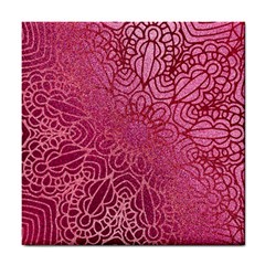 Pink Mandala Glitter Bohemian Girly Glitter Tile Coaster by uniart180623