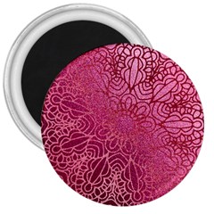 Pink Mandala Glitter Bohemian Girly Glitter 3  Magnets by uniart180623