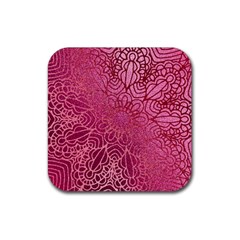 Pink Mandala Glitter Bohemian Girly Glitter Rubber Coaster (square) by uniart180623