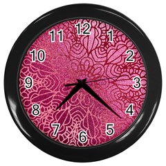 Pink Mandala Glitter Bohemian Girly Glitter Wall Clock (black)