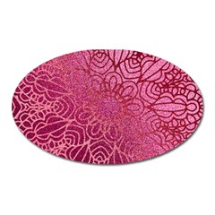 Pink Mandala Glitter Bohemian Girly Glitter Oval Magnet by uniart180623