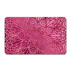 Pink Mandala Glitter Bohemian Girly Glitter Magnet (rectangular) by uniart180623