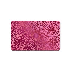 Pink Mandala Glitter Bohemian Girly Glitter Magnet (name Card) by uniart180623