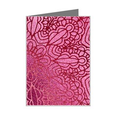 Pink Mandala Glitter Bohemian Girly Glitter Mini Greeting Card by uniart180623