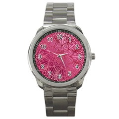 Pink Mandala Glitter Bohemian Girly Glitter Sport Metal Watch by uniart180623