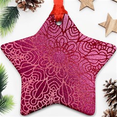 Pink Mandala Glitter Bohemian Girly Glitter Star Ornament (two Sides)