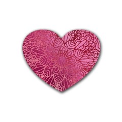 Pink Mandala Glitter Bohemian Girly Glitter Rubber Heart Coaster (4 Pack) by uniart180623