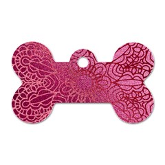 Pink Mandala Glitter Bohemian Girly Glitter Dog Tag Bone (two Sides)