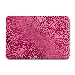 Pink Mandala Glitter Bohemian Girly Glitter Small Doormat by uniart180623