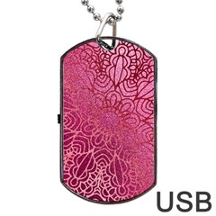 Pink Mandala Glitter Bohemian Girly Glitter Dog Tag Usb Flash (two Sides) by uniart180623