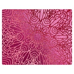 Pink Mandala Glitter Bohemian Girly Glitter Two Sides Premium Plush Fleece Blanket (medium) by uniart180623